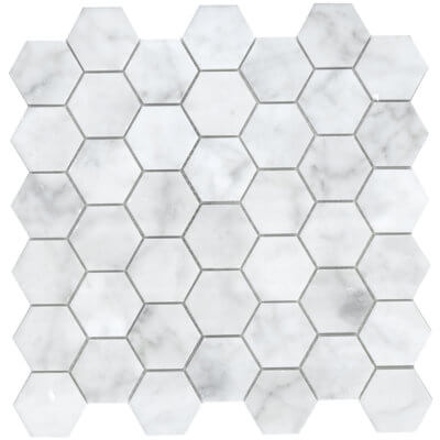 Carrara Marble Hex Mosaic (Available in polished & honed)